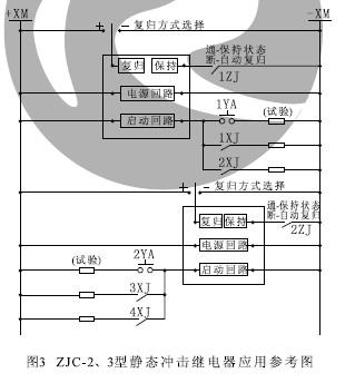 ZJC-2、ZJC-3型靜態沖擊繼電器應用參考圖