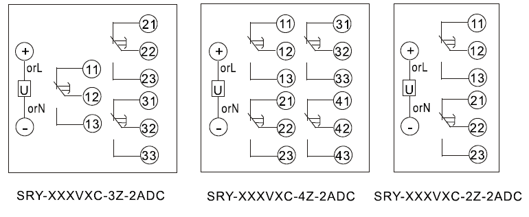 SRY-110VDC-2Z-2ADC內部接線圖